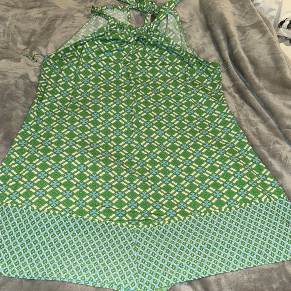 Taylor Woman Green Patterned Halter Dress, 18w